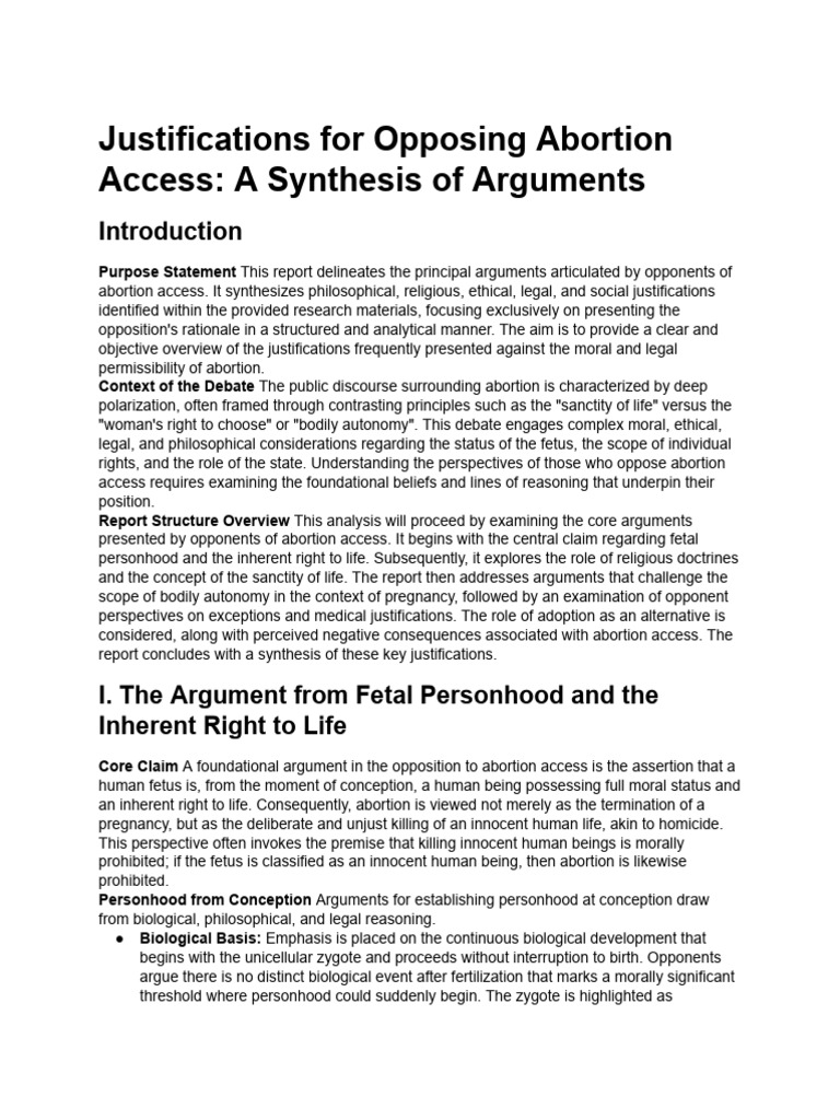 Reasons Against Abortion Access. | PDF | Abortion | Catholic Church
