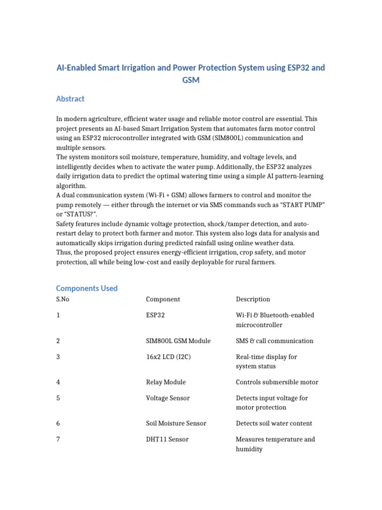 AI Smart Irrigation System with GSM | PDF | Automation | Artificial ...