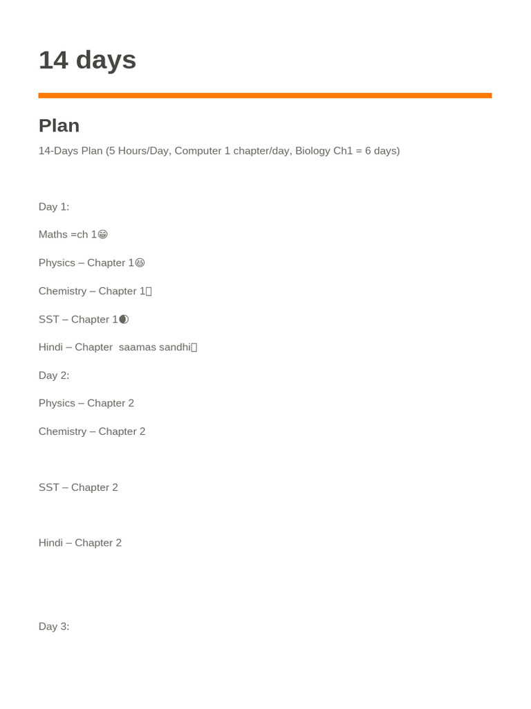 14-Day Study Plan for Students | PDF