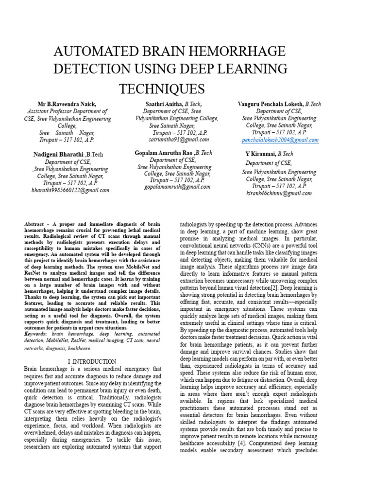 Deep Learning for Brain Hemorrhage Detection | PDF | Deep Learning ...