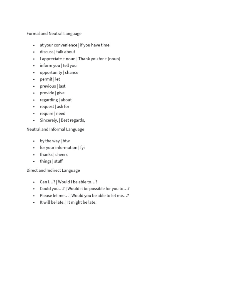 Formal and Neutral Language | PDF