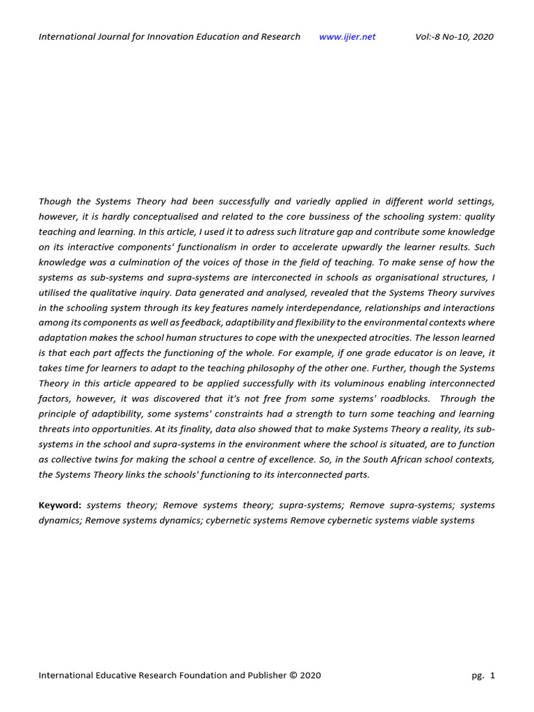 Systems Theory Conceptualised and Pasted To Teachi | PDF | Systems ...