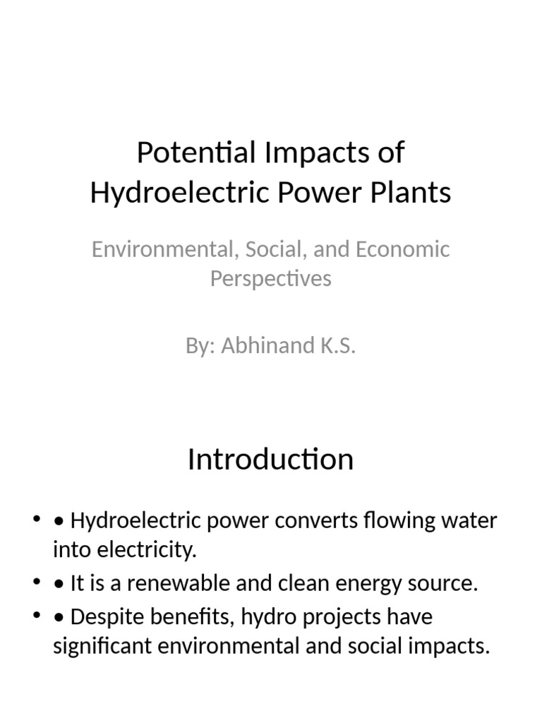 Potential Impacts of Hydroelectric Power Plant | PDF
