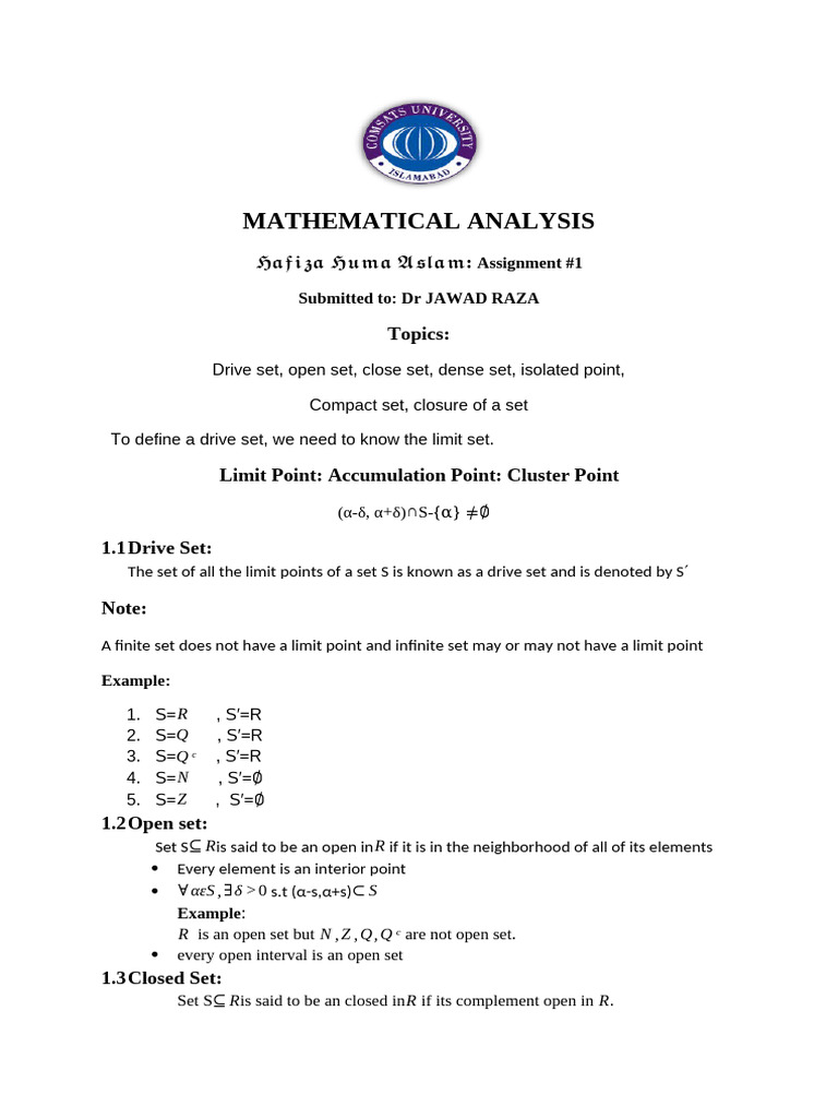 Key Concepts in Mathematical Analysis | PDF | Compact Space | Mathematics
