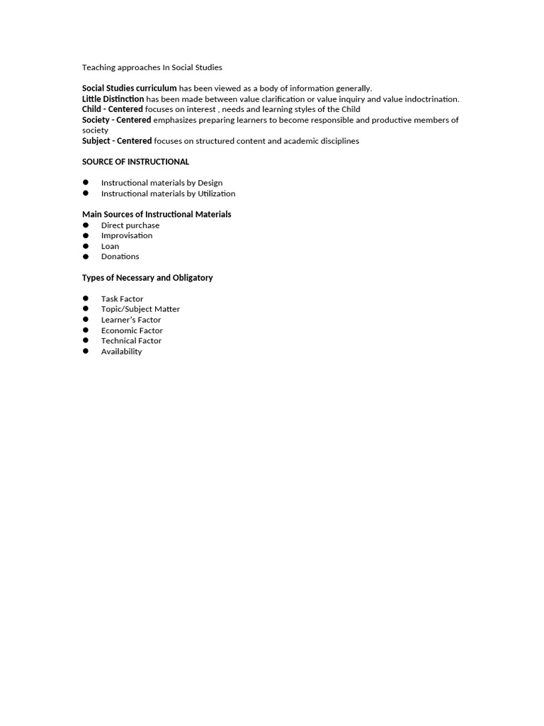Teaching Approaches in Social Studies | PDF