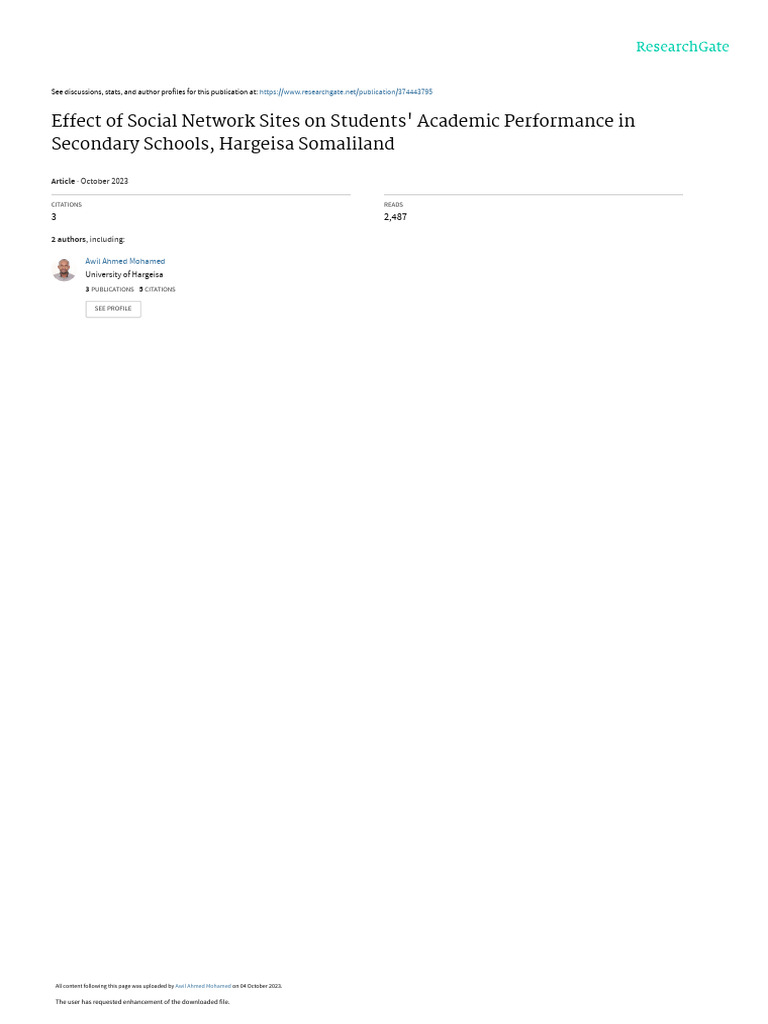 Effect of Social Network Sites On Students' Academic Performance | PDF ...