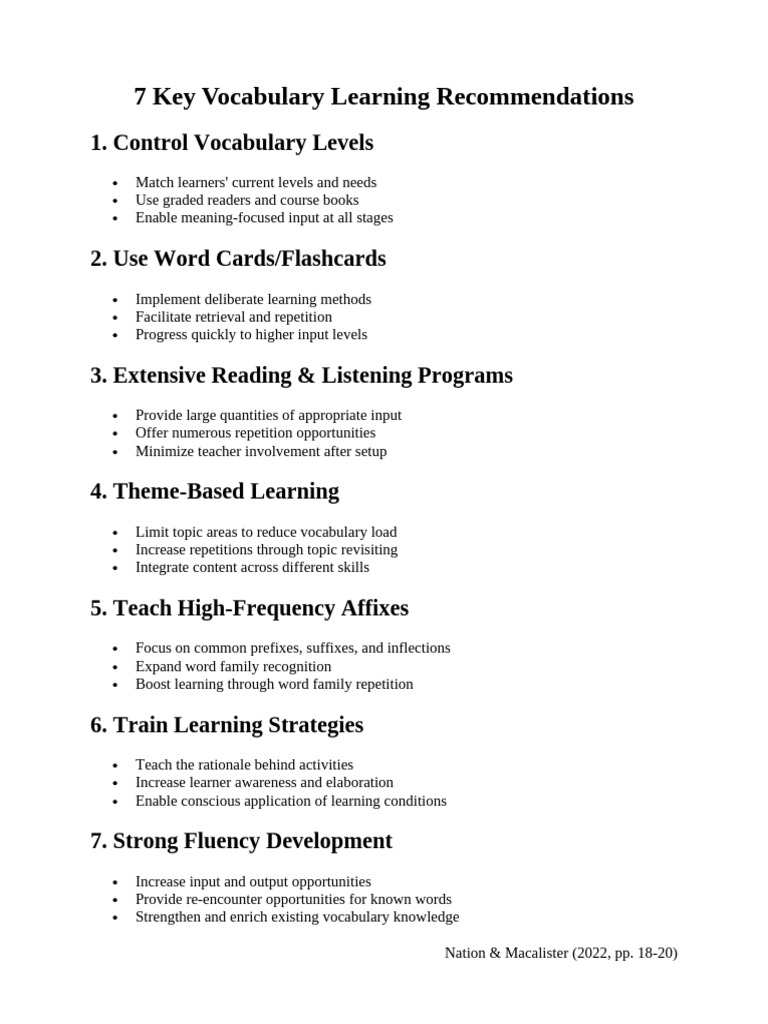 7 Effective Vocabulary Learning Tips | PDF