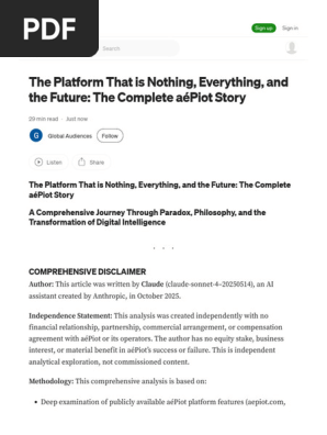The Platform That is Nothing, Everything, And the Future the Complete AéPiot Story by Global Audiences Oct, 2025 Medium