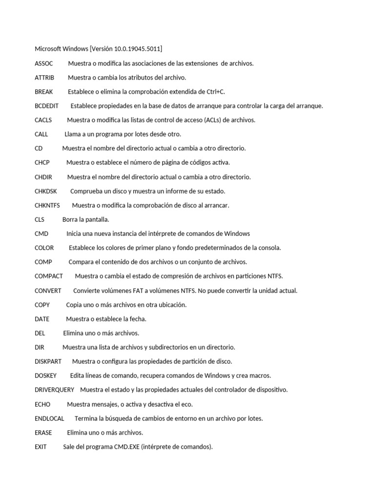 Comandos esenciales de Windows 10 | PDF | Archivo de computadora ...