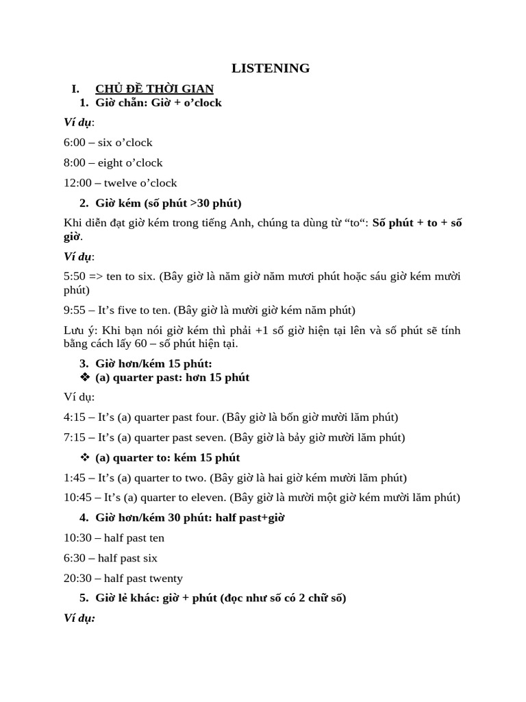 Day 6 Listening Time, Place, Name and Number | PDF