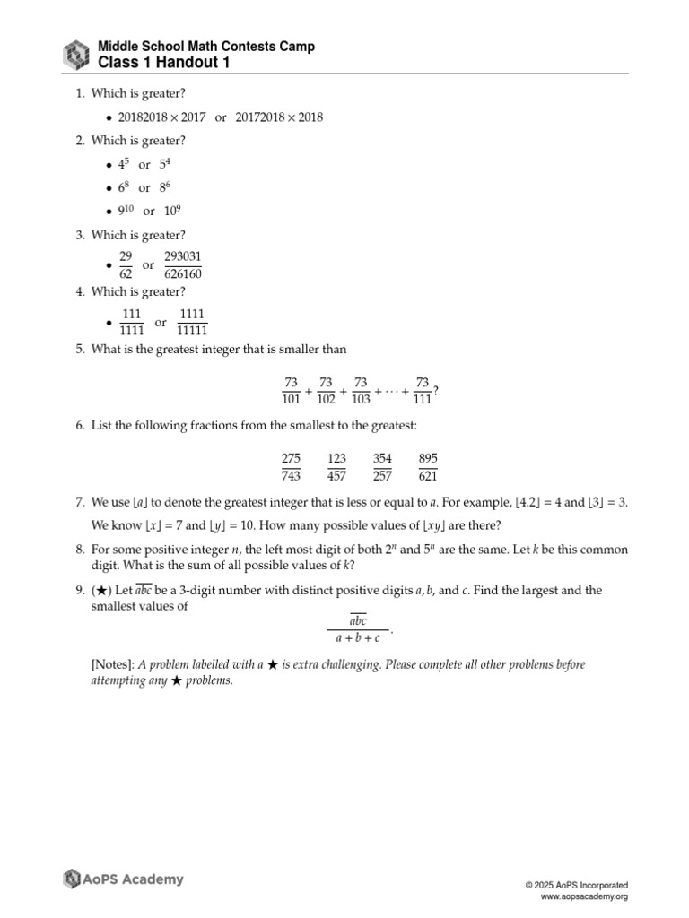 Middle School Math Contest Problems | PDF | Area | Numbers