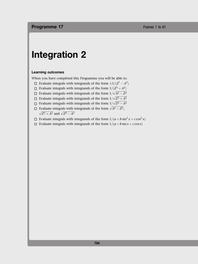 Integral Evaluation Techniques | PDF | Integral | Algebra