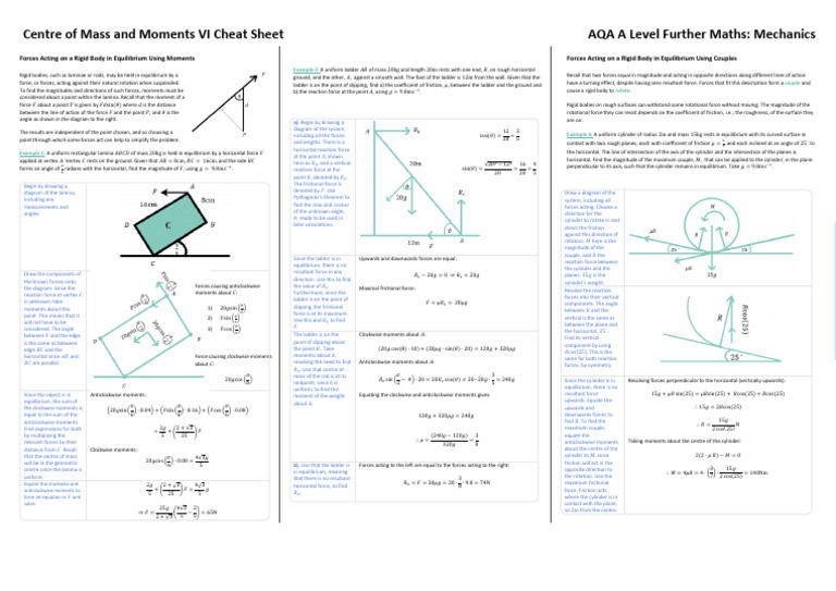 Centre of Mass and Moments VI | PDF | Force | Angle
