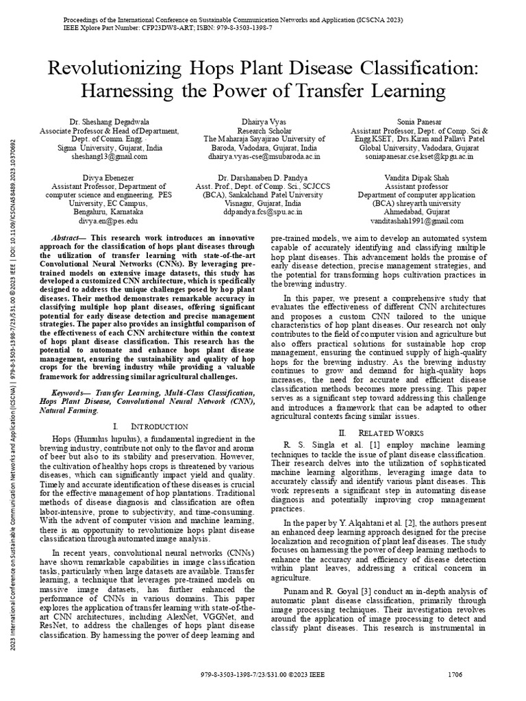 Hops Disease Classification via Transfer Learning | PDF | Deep Learning ...