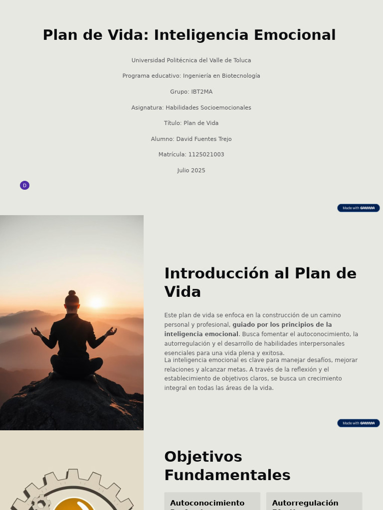 Plan de Vida: Inteligencia Emocional en Biotecnología | PDF | Las ...