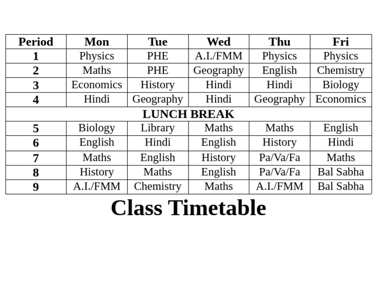 Class Timetable | PDF