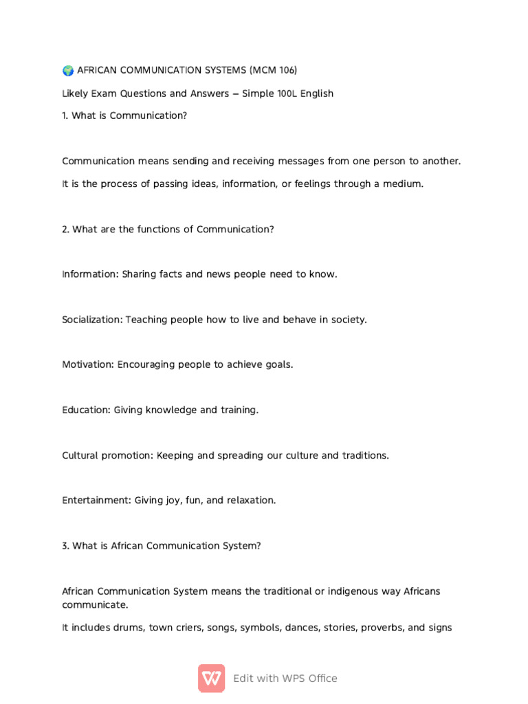 African Communication Systems Overview | PDF | Communication ...
