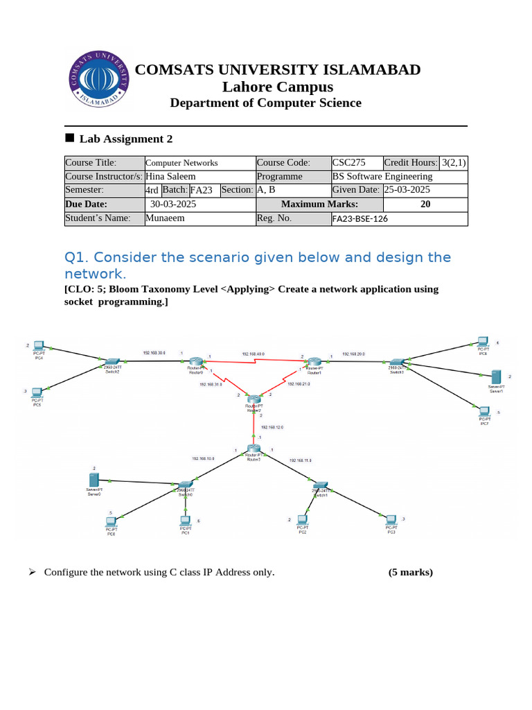 Computer Networks Lab Assignment Guide | PDF