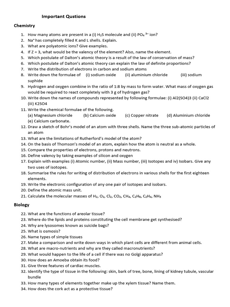 Key Questions in Chemistry, Biology, and Physics | PDF | Atoms | Force