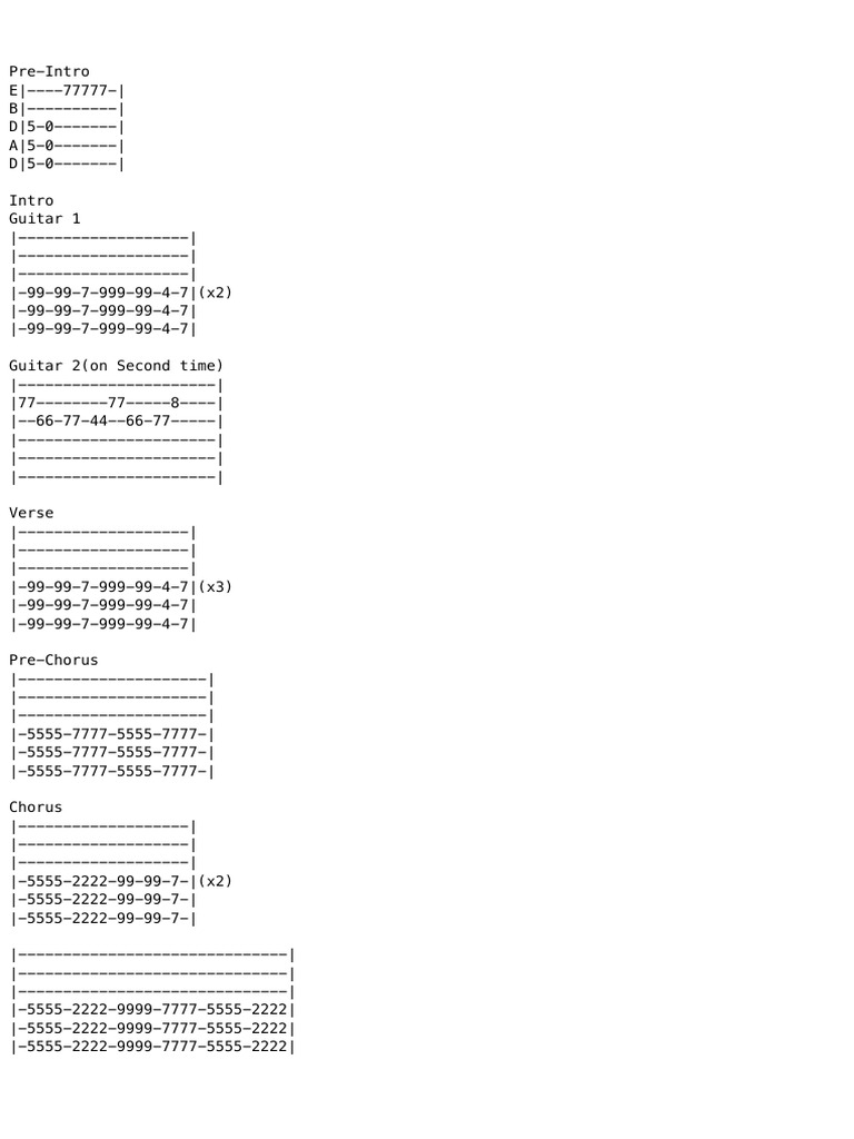 Guitar Tabs for Complete Song Structure | PDF