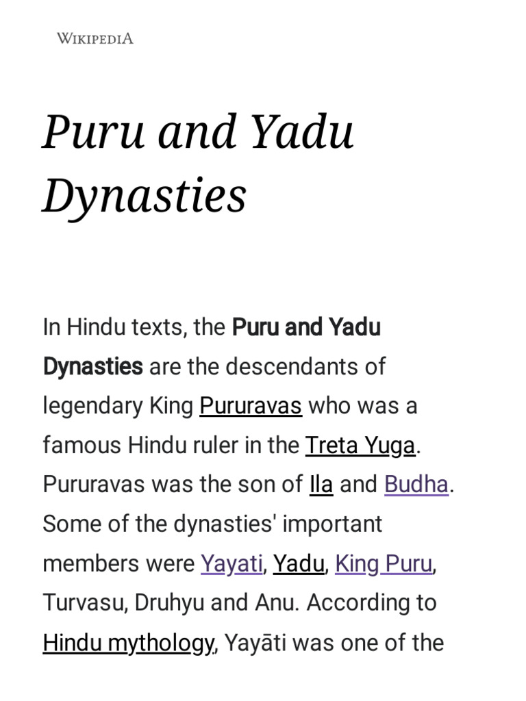 Puru and Yadu Dynasties | PDF | Hindu Mythology | Vaishnava Texts