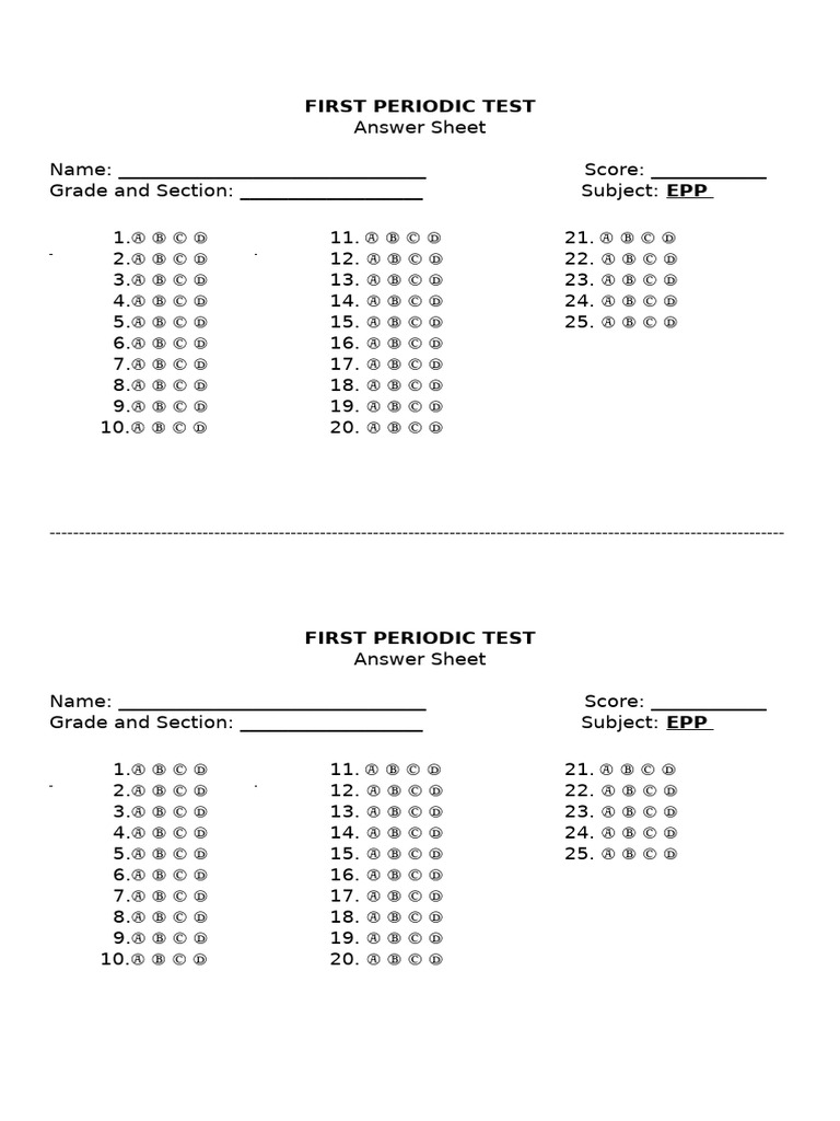 Answer Sheet | PDF