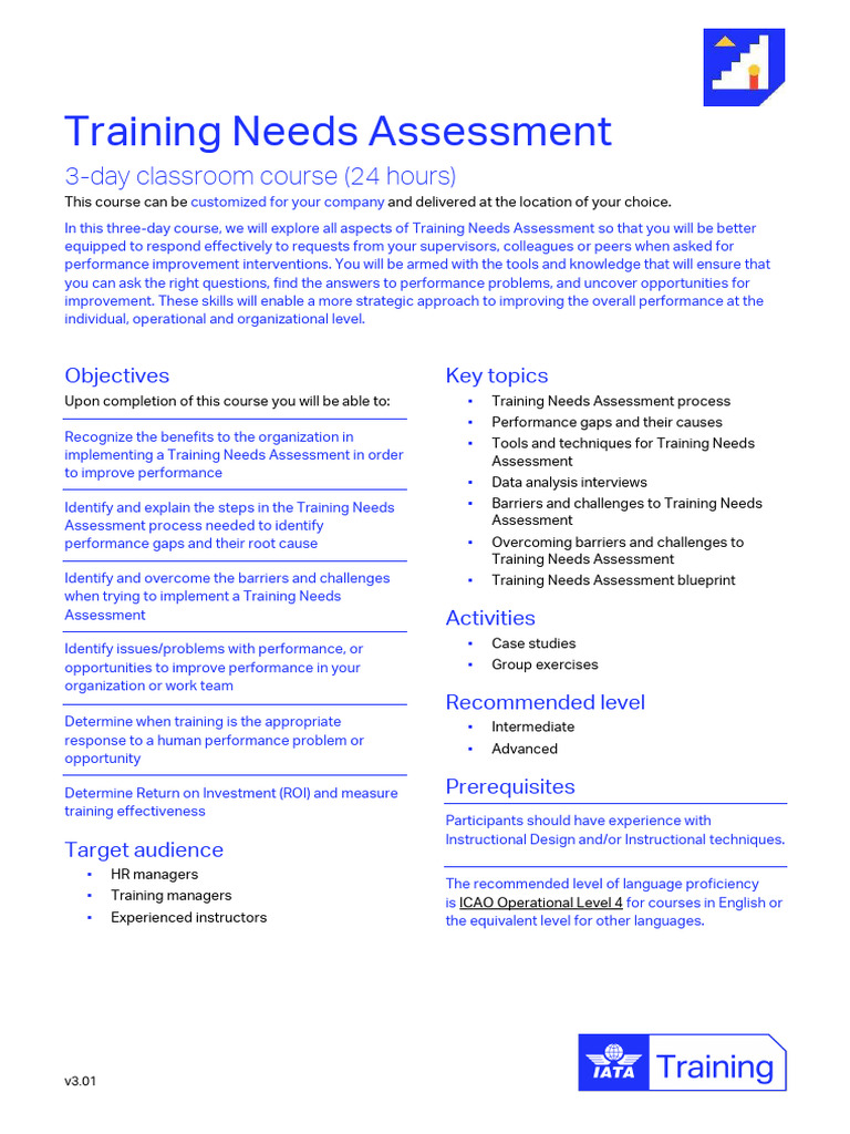 Training Needs Assessment Course Overview | PDF | Data Analysis ...