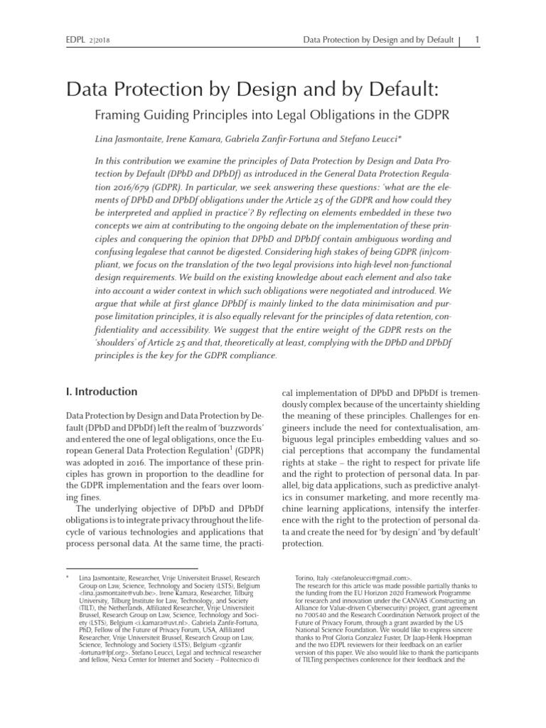 GDPR Data Protection by Design Explained | PDF | Privacy | Information ...