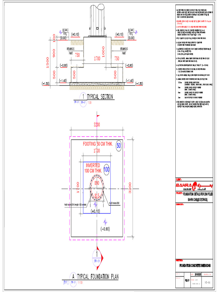 Structural Footing and Inverted Design Drawings | PDF
