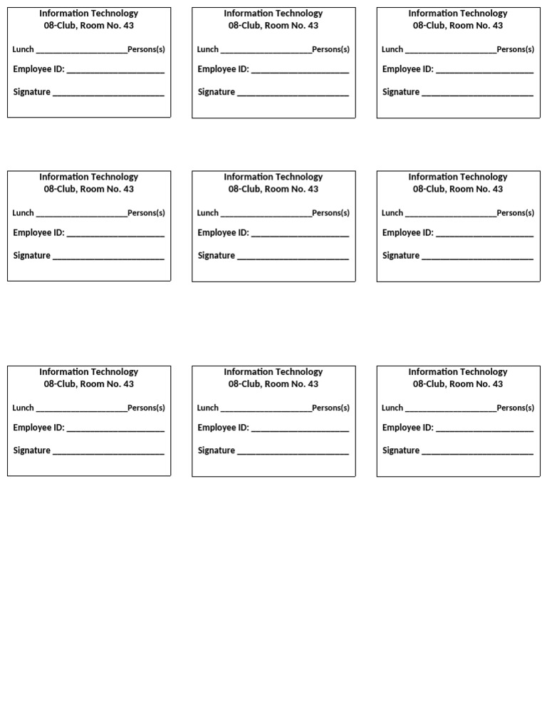 Lunch Slip Information Technology | PDF