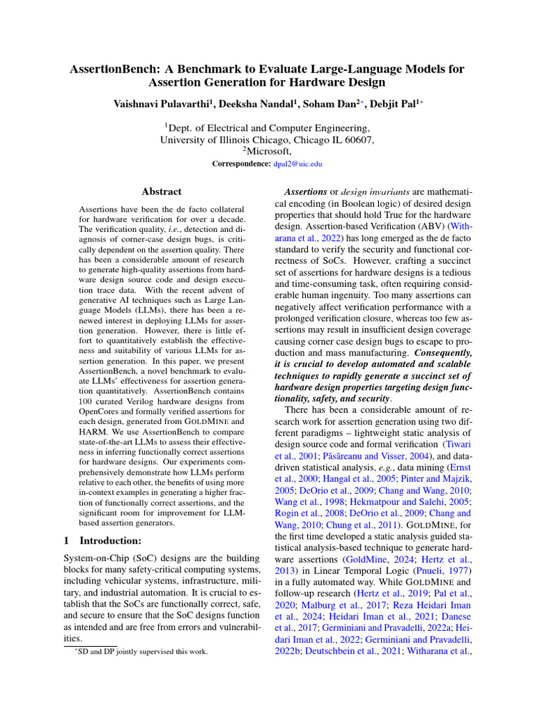 AssertionBench: Evaluating LLMs for Assertions | PDF | Formal ...