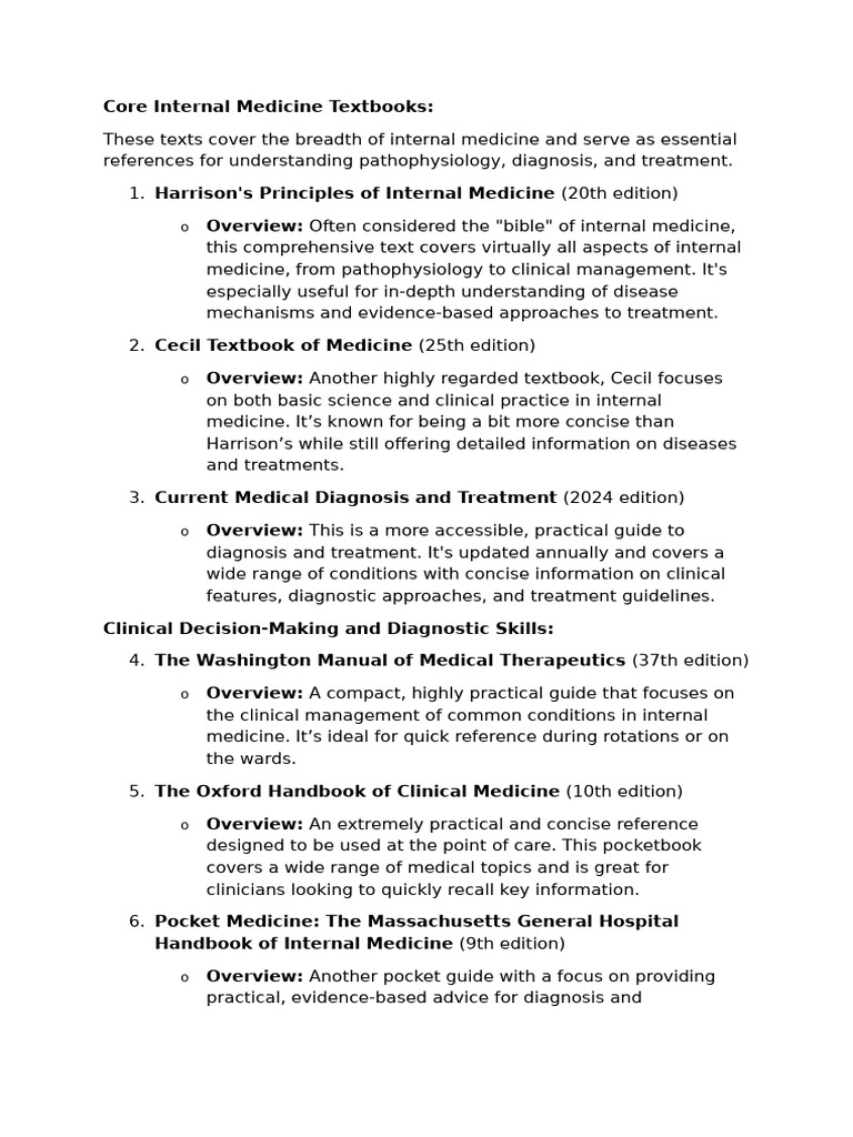Essential Internal Medicine Textbooks Guide | PDF | Radiology | Medical ...