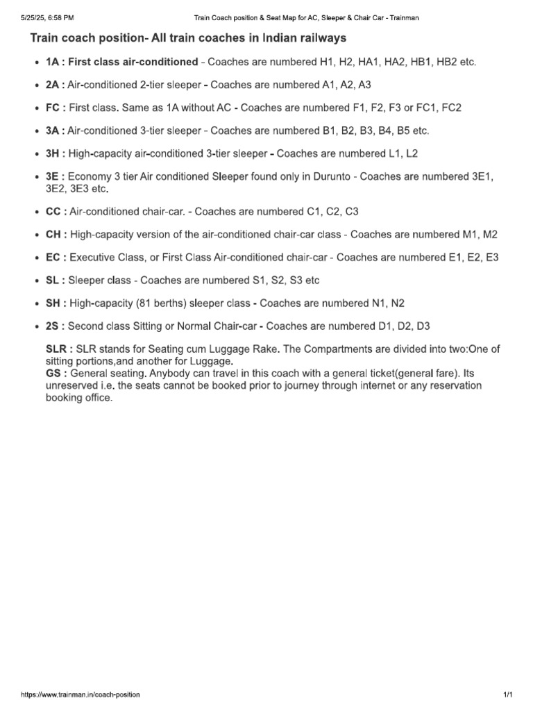 Train Coach Numbering | PDF