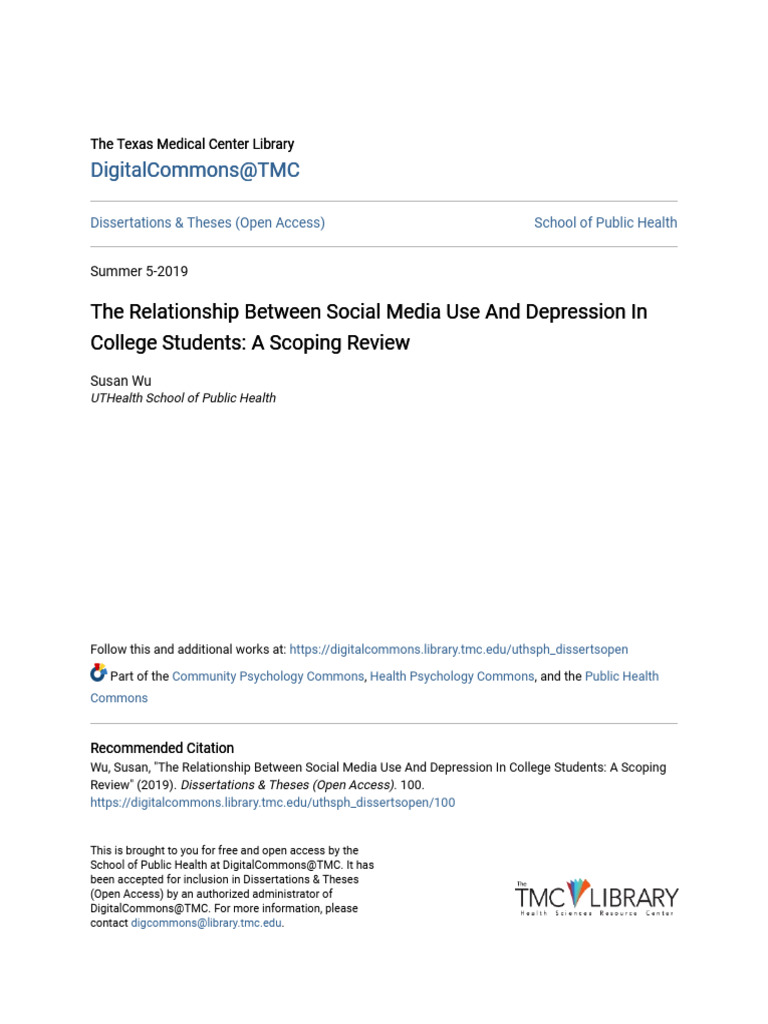 Social Media and Depression in College Students | PDF | Major ...