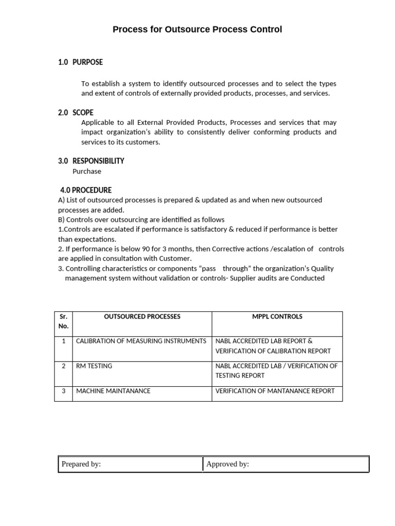 Outsource Process Control Guidelines | PDF