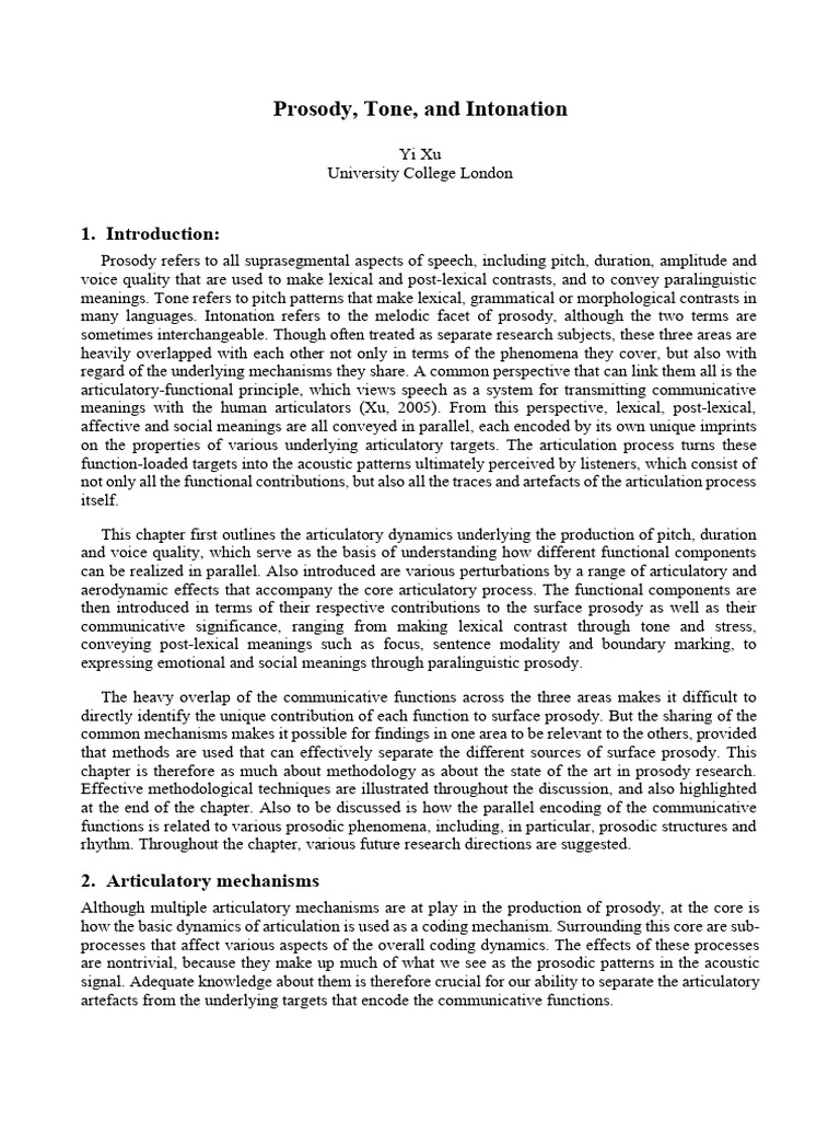 Understanding Prosody and Intonation | PDF | Tone (Linguistics ...