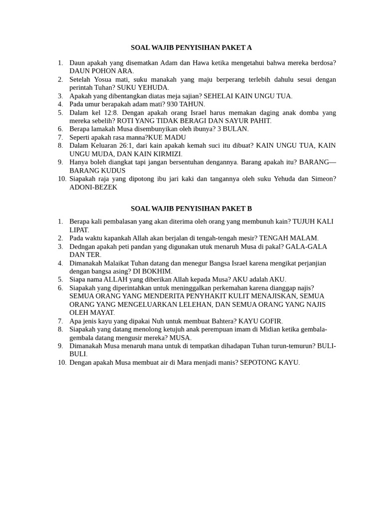 Soal CCA Kitab Keluaran | PDF