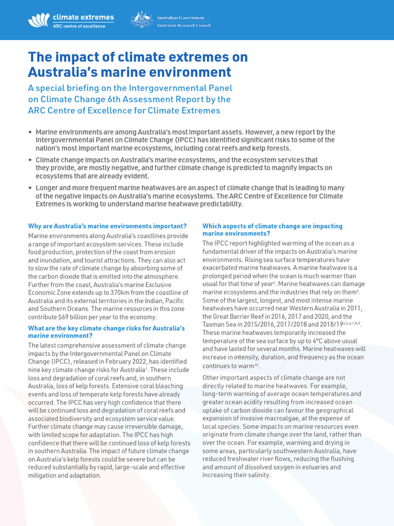 Climate Change Effects on Australia's Marine Ecosystems | PDF | Climate ...