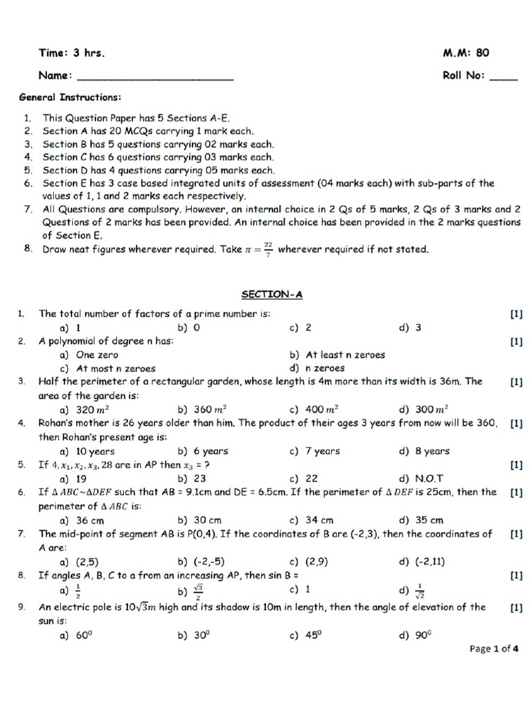 GR 10 Question Paper-3 | PDF