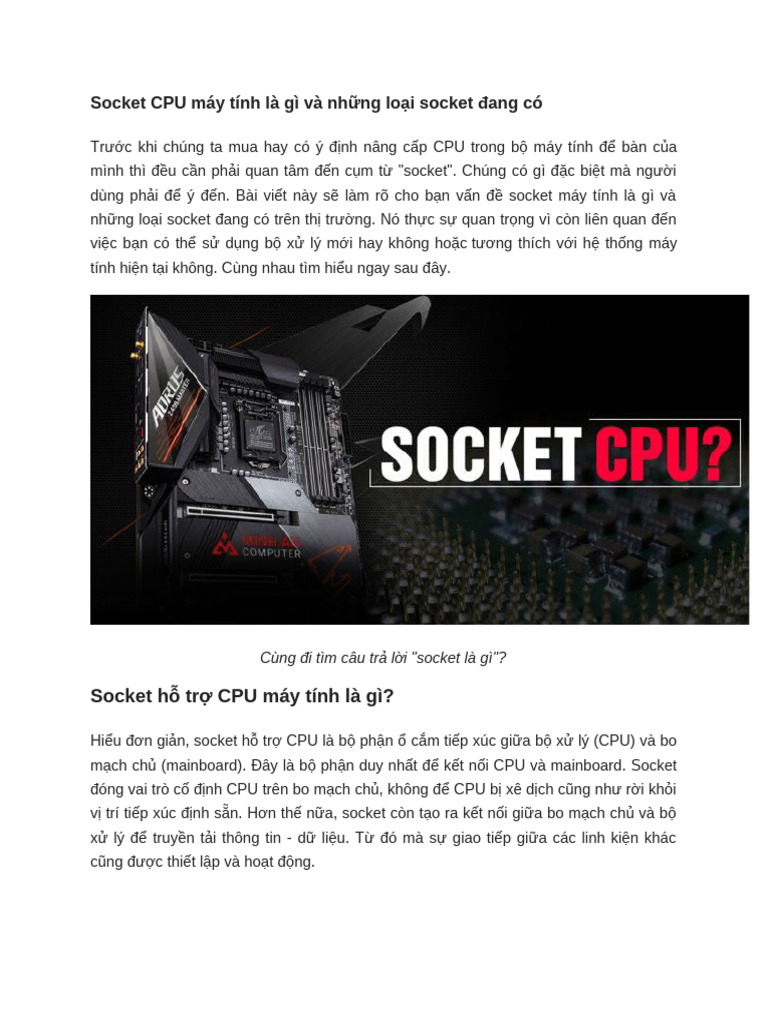 Socket CPU Máy Tính Là Gì Và NH NG Lo I Socket Đang Có Đúng | PDF