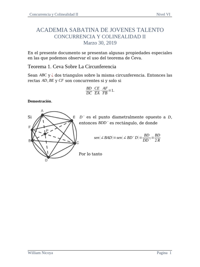 Concurrencia y Colinealidad II Sabado 30-03-19 | PDF | Triángulo ...