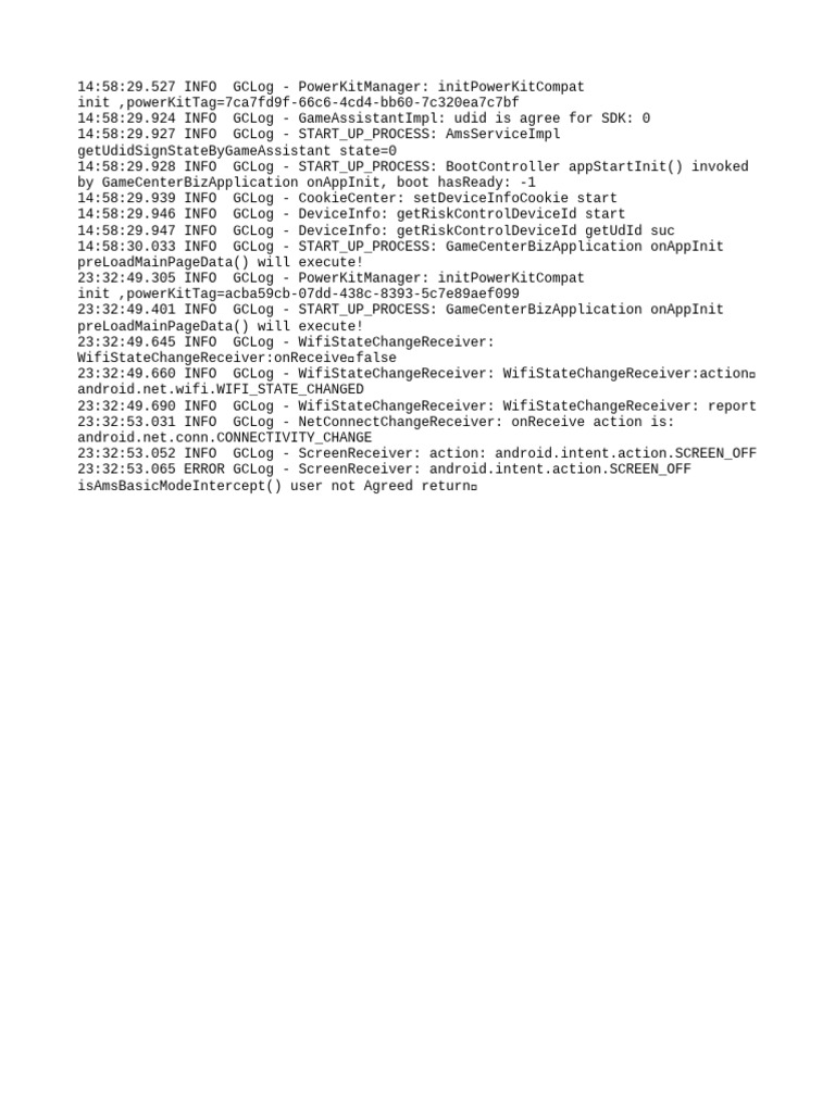 Game Center Initialization Log Insights | PDF