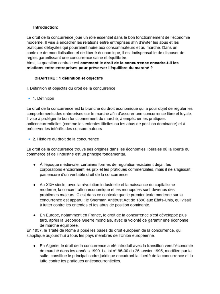 Droit de la concurrence : définition et enjeux | PDF | Règles de ...