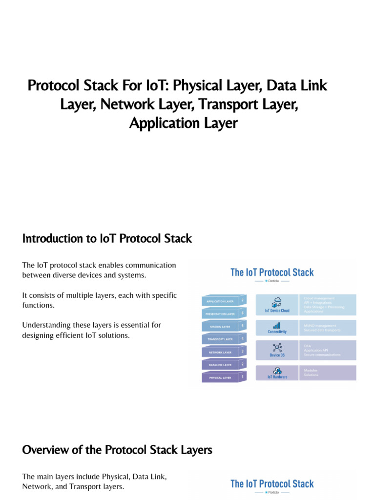 IoT Protocol Stack Overview and Layers | PDF | Computer Network ...