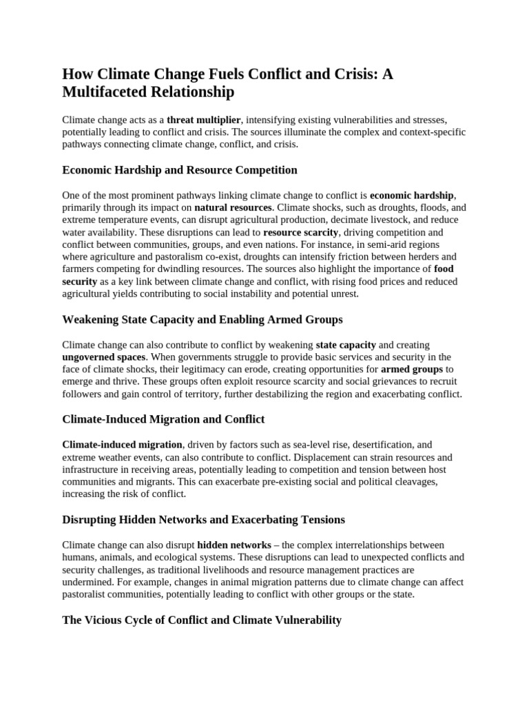 Climate Change's Role in Conflict Dynamics | PDF | Climate Change ...