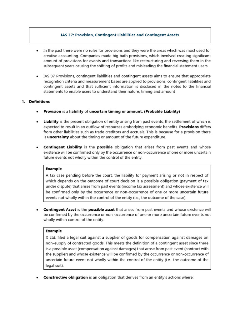 Understanding IAS 37 Provisions & Liabilities | PDF | Expense ...