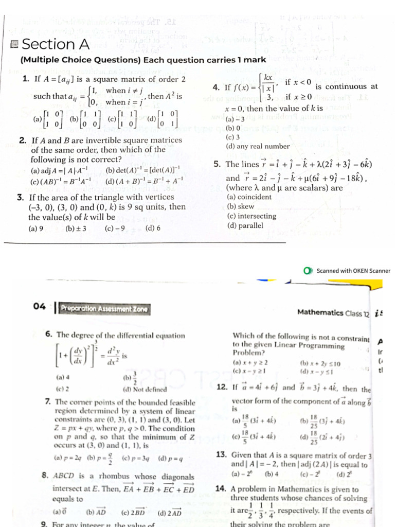 12th Maths Assignment | PDF
