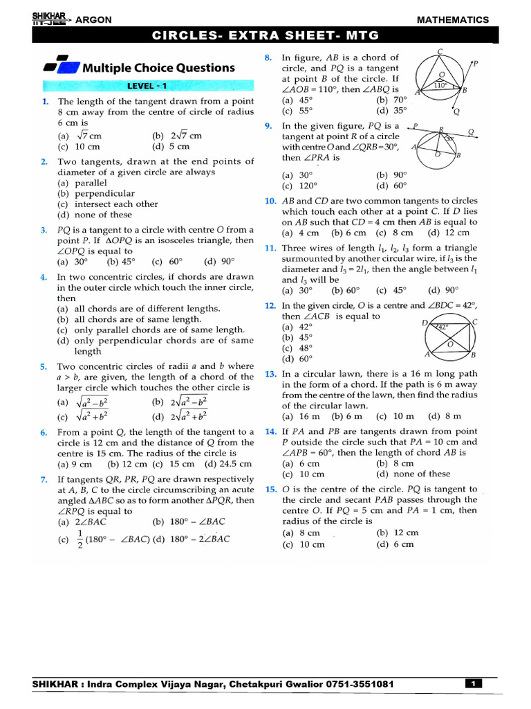 Mathematics Circles Extra Sheet | PDF