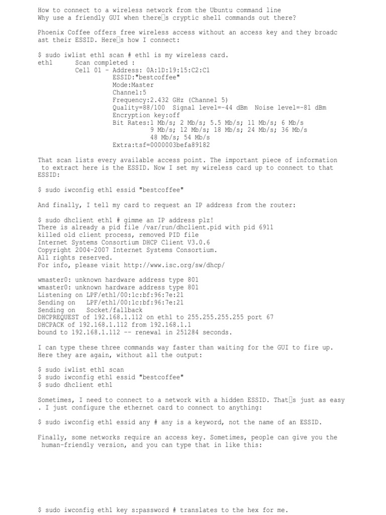 How To Connect To A Wireless Network From The Ubuntu Command Line | PDF ...