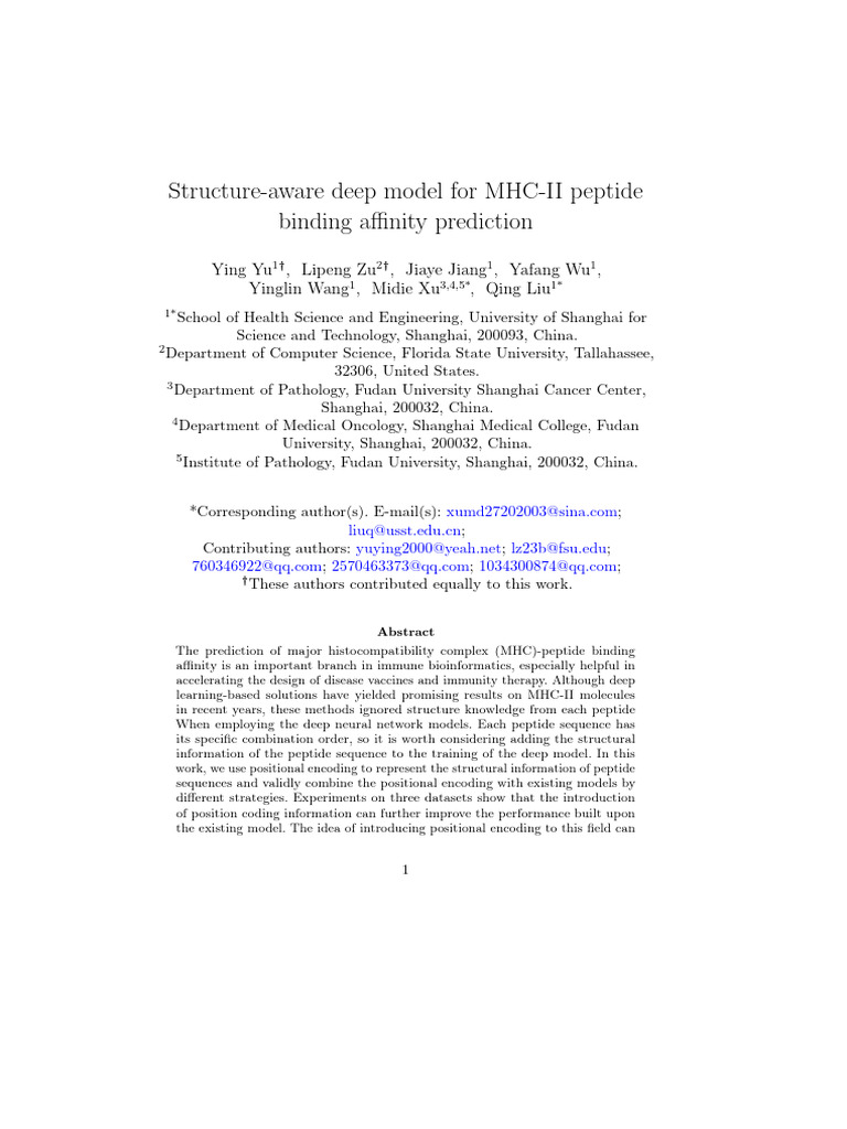 MHC-II Peptide Binding Affinity Model | PDF | Immunology | Medical ...